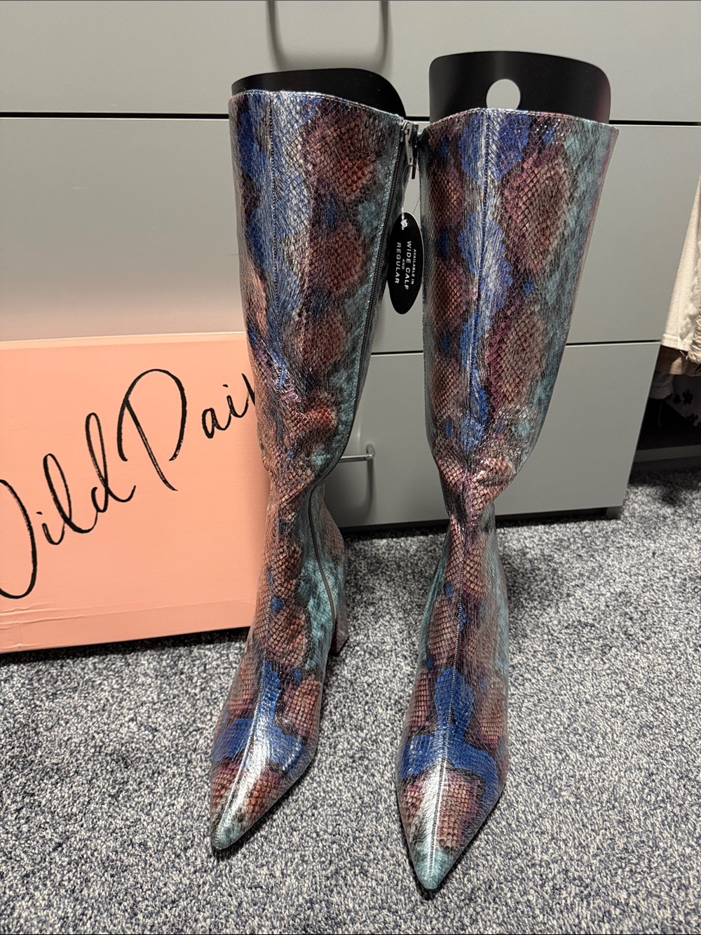 Wild Pair Multicolor Snake-Print Over-the-Knee Boot in Blue, Teal & Brown - Picture 4 of 7